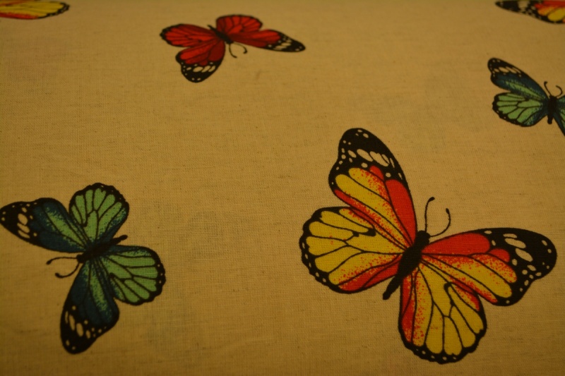 Лён ткань для пошива одежды " Бабочки"