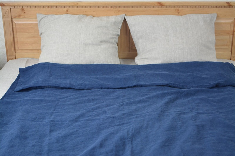 КПБ 1.5 спальный " Синева" ( мягкий лен, большая простыня)
