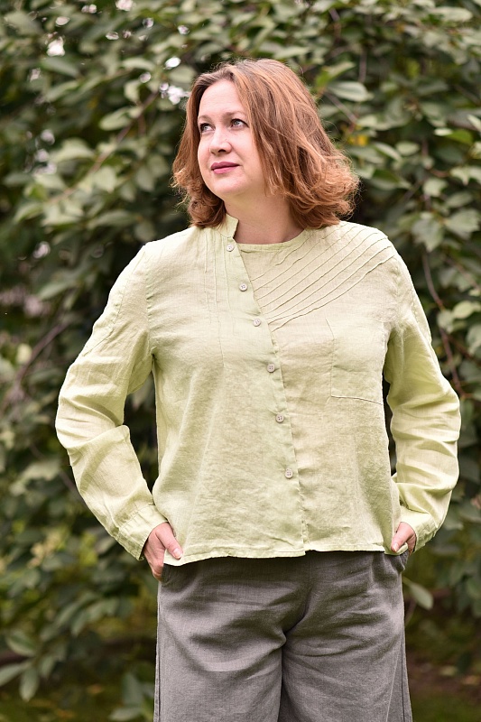 Блуза льняная " Зеленая мята"
