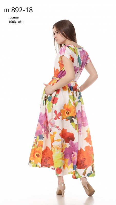 Платье льняное "Цветы"