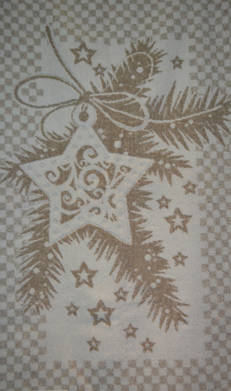 Полотенце махровое изо льна и хлопка" Новогодняя звезда"