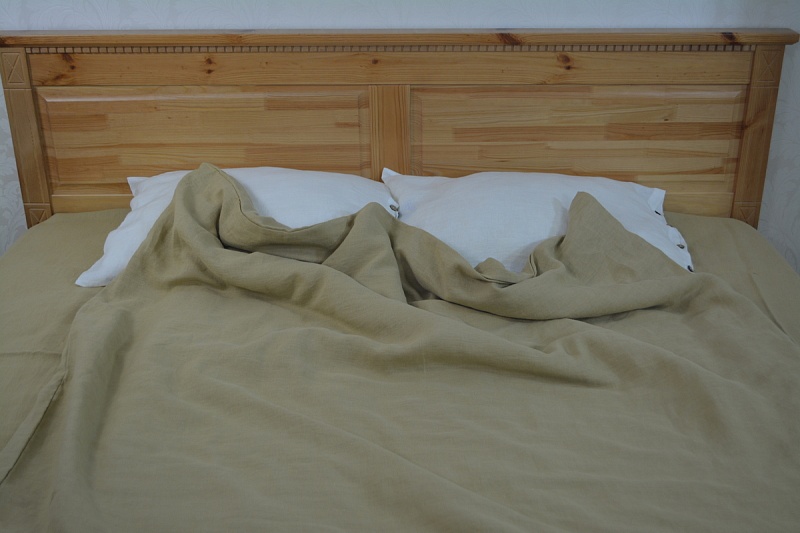 КПБ 1.5 спальный " Песочный" умягченный лен